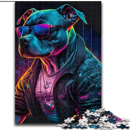 Puzzle für Teenager, 1000-teiliges Pitbull-Puzzle, geeignet für Kinder ab 14 Jahren, Wohndeko-Angebot als Geschenk für die ganze Familie (Größe 50x75cm) von MGQWPZDBD