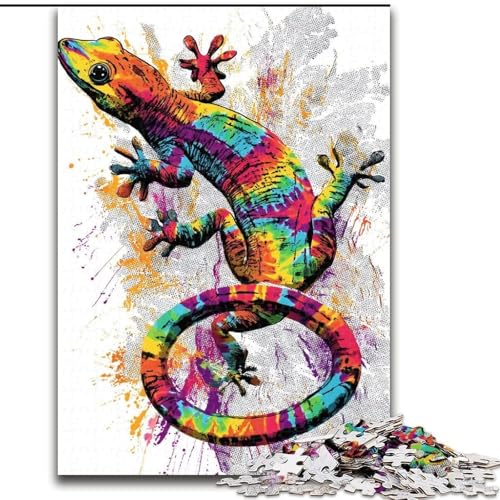 Puzzle für Teenager, 1000-teiliges Puzzle, Aquarell-Gecko, geeignet für Kinder ab 14 Jahren, Wohndeko-Angebot als Geschenk für die ganze Familie (Größe 26x38cm) von MGQWPZDBD