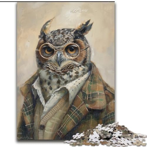 Puzzle für Teenager, 1000-teiliges Puzzle, Eule, hilft dem Gehirn, süchtig machendes Spielzeug zu trainieren, um Geduld zu fördern, perfekte Dekoration (Größe 50x75cm) von MGQWPZDBD