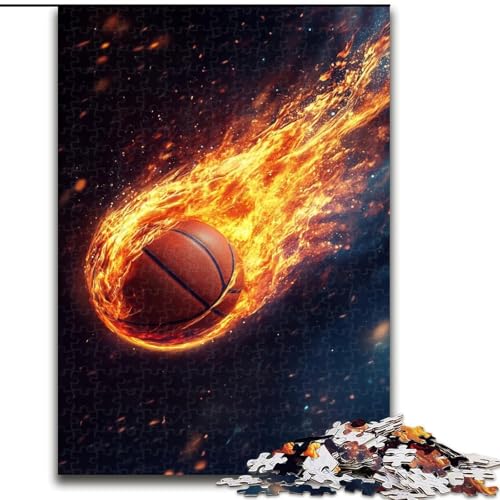 Puzzle für Teenager, 1000-teiliges Puzzle, Flammen-Basketball, hilft dem Gehirn, süchtig machendes Spielzeug zu trainieren, um Geduld zu fördern, perfekte Dekoration (Größe 26x38cm) von MGQWPZDBD