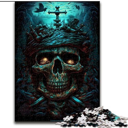 Puzzle für Teenager, 1000-teiliges Puzzle, Piratenschädel, hilft dem Gehirn, süchtig machendes Spielzeug zu trainieren, um Geduld zu fördern, perfekte Dekoration (Größe 26x38cm) von MGQWPZDBD