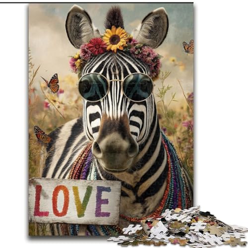 Puzzle für Teenager, 1000-teiliges Puzzle, Regenbogenzebra, hilft dem Gehirn, süchtig machendes Spielzeug zu trainieren, um Geduld zu fördern, perfekte Dekoration (Größe 26x38cm) von MGQWPZDBD