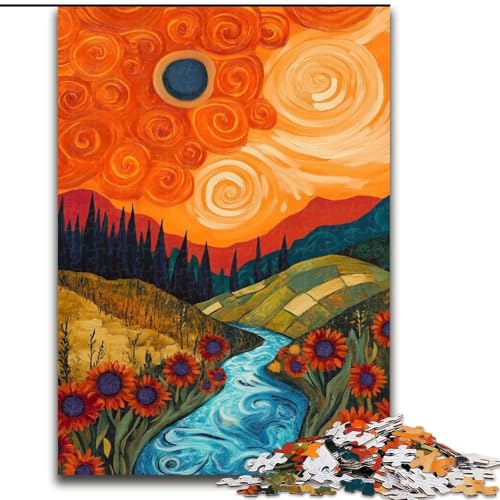 Puzzle für Teenager, 1000-teiliges Puzzle, Sonnenblume, hilft dem Gehirn, süchtig machendes Spielzeug zu trainieren, um Geduld zu fördern, perfekte Dekoration (Größe 50x75cm) von MGQWPZDBD