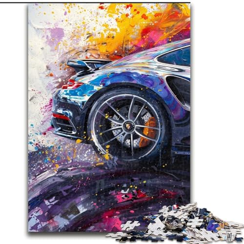 Puzzle für Teenager, 1000-teiliges Puzzle, Sportwagen-Ölgemälde, geeignet für Kinder ab 14 Jahren, Wohndeko-Angebot als Geschenk für die ganze Familie (Größe 50x75cm) von MGQWPZDBD