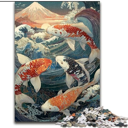 Puzzle für Teenager, 1000-teiliges Puzzle, japanischer Koi, hilft dem Gehirn, süchtig machendes Spielzeug zu trainieren, um Geduld zu fördern, perfekte Dekoration (Größe 26x38cm) von MGQWPZDBD