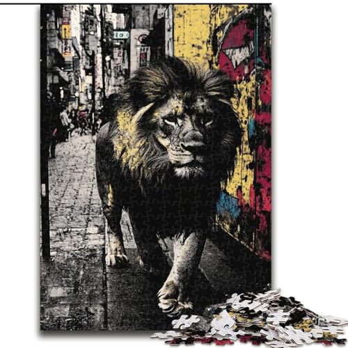 Puzzle für Teenager, 1000-teiliges Puzzle, schwarz-weißer Löwe, geeignet für Kinder ab 14 Jahren, Wohndeko-Angebot als Geschenk für die ganze Familie (Größe 26x38cm) von MGQWPZDBD