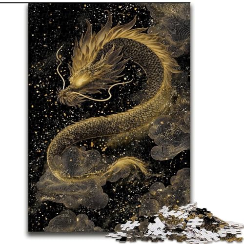 Puzzle für Teenager, 1000-teiliges Puzzle Geheimnisvoller Drache, hilft dem Gehirn, süchtig machendes Spielzeug zu trainieren, um Geduld zu fördern, perfekte Dekoration (Größe 50x75cm) von MGQWPZDBD
