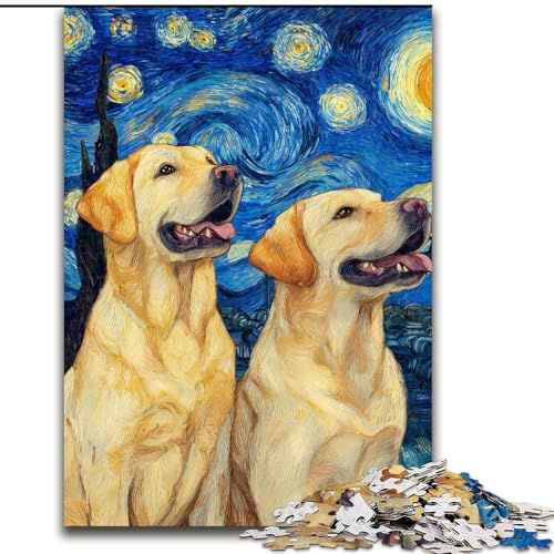 Puzzle für Teenager, 1000-teiliges Puzzle Labrador unter den Sternen, hilft dem Gehirn, süchtig machendes Spielzeug zu trainieren, um Geduld zu fördern, perfekte Dekoration (Größe 50x75cm) von MGQWPZDBD