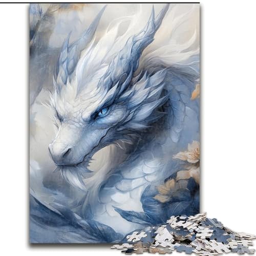 Puzzle für Teenager, 1000-teiliges Puzzle Weißer Drache, geeignet für Kinder ab 14 Jahren, Wohndeko-Angebot als Geschenk für die ganze Familie (Größe 26x38cm) von MGQWPZDBD