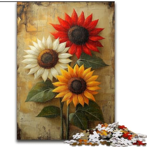 Puzzle für Teenager, Blumenkunst, geeignet für Kinder ab 14 Jahren, Wohndeko-Angebot als Geschenk für die ganze Familie (Größe 50x75cm) von MGQWPZDBD