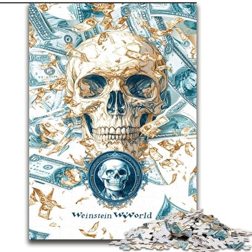 Puzzle für Teenager, Dollar und Totenkopf, für Kinder ab 14 Jahren, geeignet für Paare, Spaß bei Aktivitäten zu Hause, Geburtstagsgeschenk, Reisegeschenk (Größe 26x38cm) von MGQWPZDBD
