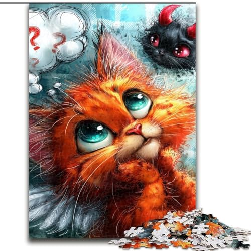 Puzzle für Teenager, Teufelskätzchen, geeignet für Kinder ab 14 Jahren, Wohndeko-Angebot als Geschenk für die ganze Familie (Größe 50x75cm) von MGQWPZDBD