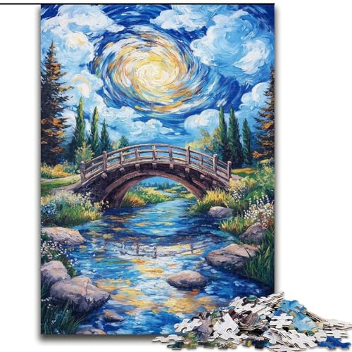 Puzzle mit 1000 Teilen für Teenager, Herbstbrücke, Stressabbau, schwierige Herausforderung, Wichtelgeschenke für Kinder ab 14 Jahren (Größe 50x75cm) von MGQWPZDBD