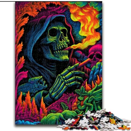 Puzzle mit 1000 Teilen für Teenager, Rauchschädel, Stressabbau, schwierige Herausforderung, Wichtelgeschenke für Kinder ab 14 Jahren (Größe 50x75cm) von MGQWPZDBD
