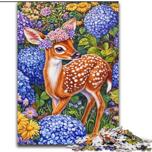 Puzzle mit 1000 Teilen für Teenager, Sikahirsch, Stressabbau, schwierige Herausforderung, Wichtelgeschenke für Kinder ab 14 Jahren (Größe 26x38cm) von MGQWPZDBD
