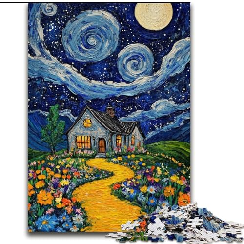 Puzzle mit 1000 Teilen für Teenager, Sternennacht von Van Gogh, Familienunterhaltungsspielzeug ganze Familie ab 14 Jahren (Größe 50x75cm) von MGQWPZDBD