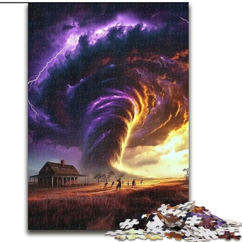 Puzzle mit 1000 Teilen für Teenager, lila Tornado, Stressabbau, schwierige Herausforderung, Wichtelgeschenke für Kinder ab 14 Jahren (Größe 26x38cm) von MGQWPZDBD
