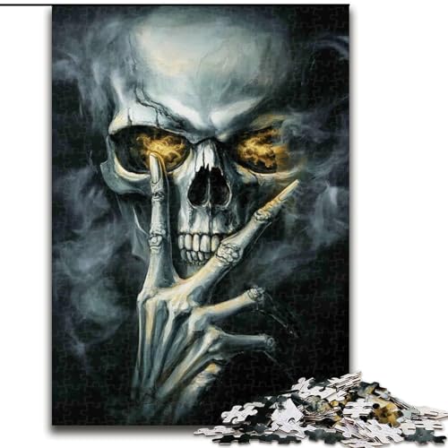 Puzzle mit 1000 Teilen für Teenager, rauchiger Totenkopf, Stressabbau, schwierige Herausforderung, Wichtelgeschenke für Kinder ab 14 Jahren (Größe 50x75cm) von MGQWPZDBD