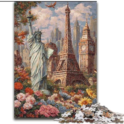 Puzzles für Erwachsene und Jugendliche, Weltattraktionen, Lernspielzeug, ganze Familie (Größe 26x38cm) von MGQWPZDBD