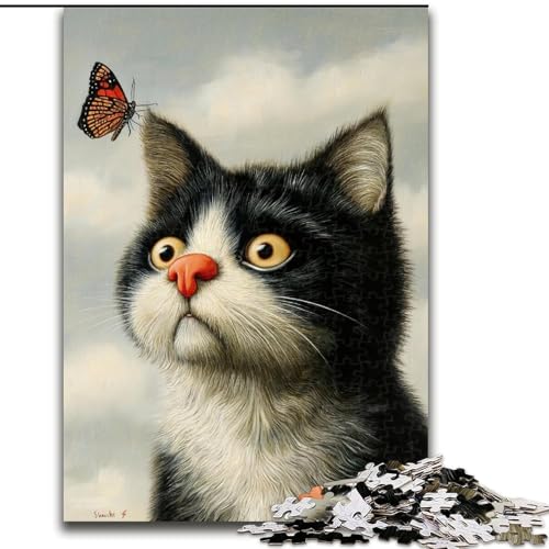 Puzzles für Erwachsene und Jugendliche,1000-teiliges Puzzle Katze und Schmetterling,hilft dem Gehirn,süchtig machendes Spielzeug zu trainieren,um Geduld zu fördern und das Gedächtnis zu verbessern von MGQWPZDBD