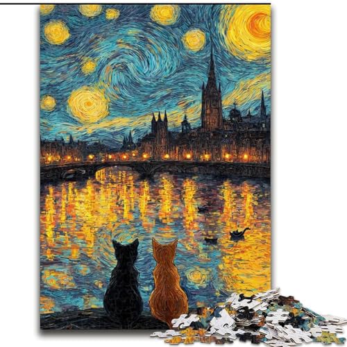 Puzzles für Erwachsene und Jugendliche,1000-teiliges Puzzle Nachthimmelkatze,hilft dem Gehirn,süchtig machendes Spielzeug zu trainieren,um Geduld zu fördern und das Gedächtnis zu verbessern 26x38cm Puzzles für Erwachsene und Jugendliche,1000-teiliges Puzzle Nachthimmelkatze,hilft dem Gehirn,süchtig machendes Spielzeug zu trainieren,um Geduld zu fördern und das Gedächtnis zu verbessern 26x38cm von MGQWPZDBD