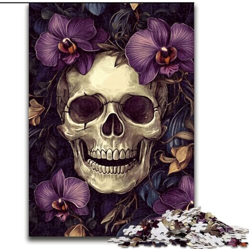 Puzzles für Erwachsene und Jugendliche,1000-teiliges Puzzle mit Totenkopf und Blumen,hilft dem Gehirn,süchtig machendes Spielzeug zu trainieren,um Geduld zu fördern und das Gedächtnis zu verbessern von MGQWPZDBD