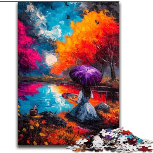 Puzzles für Teenager, 1000 Teile, Herbstbaum, Dekomprimierendes intellektuelles Lernspielzeug, Geburtstagsgeschenk, Geschenke, Wandkunst (Größe 26x38cm) von MGQWPZDBD