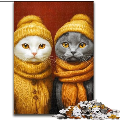 Puzzles für Teenager, 1000 Teile, Katzenpaar, Lernspielzeug, Familienspiele, einzigartige Geburtstags- und Geschenkideen (Größe 26x38cm) von MGQWPZDBD
