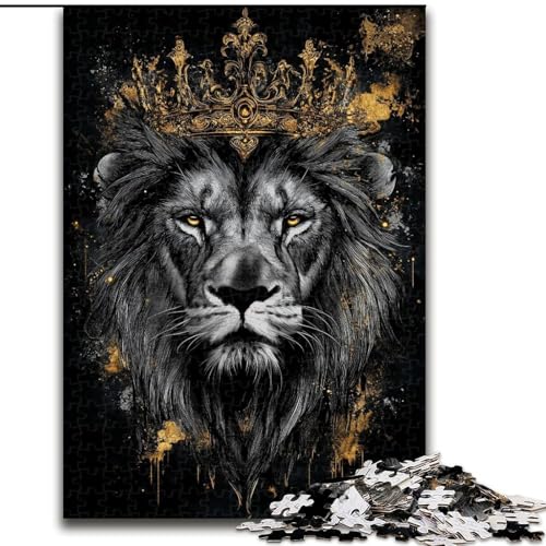 Puzzles für Teenager, 1000 Teile, Löwe mit Krone, Lernspielzeug, Familienspiele, einzigartige Geburtstags- und Geschenkideen (Größe 26x38cm) von MGQWPZDBD
