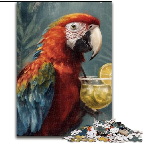 Puzzles für Teenager, 1000 Teile, Papagei trinkt EIN Getränk, Lernspielzeug, Familienspiele, einzigartige Geburtstags- und Geschenkideen (Größe 26x38cm) von MGQWPZDBD