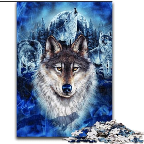 Puzzles für Teenager, 1000 Teile, Wolf, Lernspielzeug, Familienspiele, einzigartige Geburtstags- und Geschenkideen (Größe 26x38cm) von MGQWPZDBD