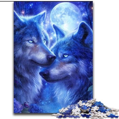 Puzzles für Teenager, 1000 Teile, Zwei Blaue Wölfe, Lernspielzeug, Familienspiele, einzigartige Geburtstags- und Geschenkideen (Größe 50x75cm) von MGQWPZDBD