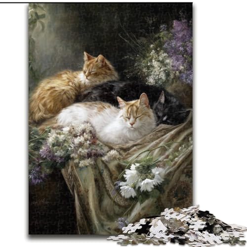 Puzzles für Teenager, 1000 Teile, schöne viktorianische Katze, entspannendes intellektuelles Lernspielzeug, Geburtstagsgeschenk, Geschenke, Wandkunst (Größe 50x75cm) von MGQWPZDBD