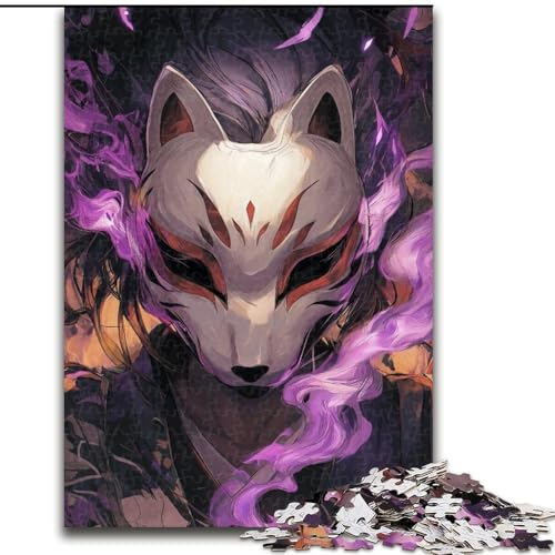 Puzzles für Teenager, 1000-teiliges Puzzle, Anime-Fuchsmaske, Junge, Familienspiel, Stressabbau, schwierige Herausforderung, stärkt die Liebe zwischen Paaren (Größe 26x38cm) von MGQWPZDBD