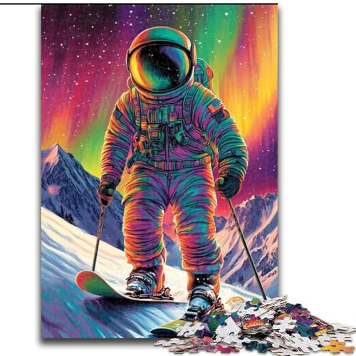 Puzzles für Teenager, 1000-teiliges Puzzle, Astronauten-Skifahren, Lernspielzeug, Familienspiele, einzigartige Geburtstags- und Geschenkideen (Größe 50x75cm) von MGQWPZDBD