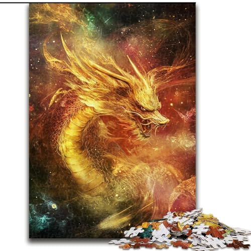 Puzzles für Teenager, 1000-teiliges Puzzle, Goldener chinesischer Drache, Dekomprimierendes intellektuelles Lernspielzeug, Geburtstagsgeschenk, Geschenke, Wandkunst (Größe 26x38cm) von MGQWPZDBD