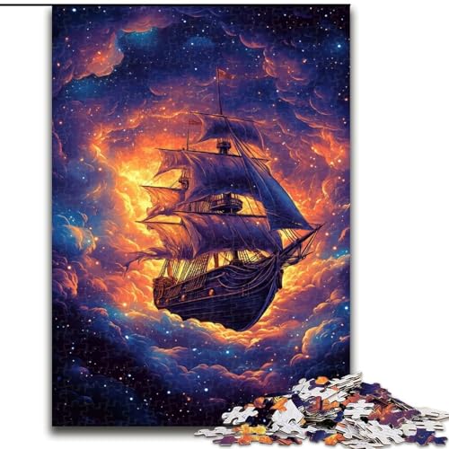 Puzzles für Teenager, 1000-teiliges Puzzle, Piratenschiff, Dekomprimierendes intellektuelles Lernspielzeug, Geburtstagsgeschenk, Geschenke, Wandkunst (Größe 50x75cm) von MGQWPZDBD
