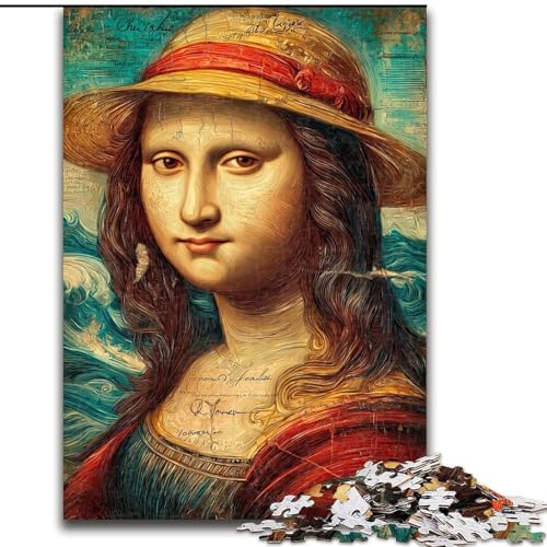 Puzzles für Teenager, 1000-teiliges Puzzle Mona Lisa, Familienspiel zum Stressabbau, schwierige Herausforderung, stärkt die Liebe zwischen Paaren (Größe 26x38cm) von MGQWPZDBD