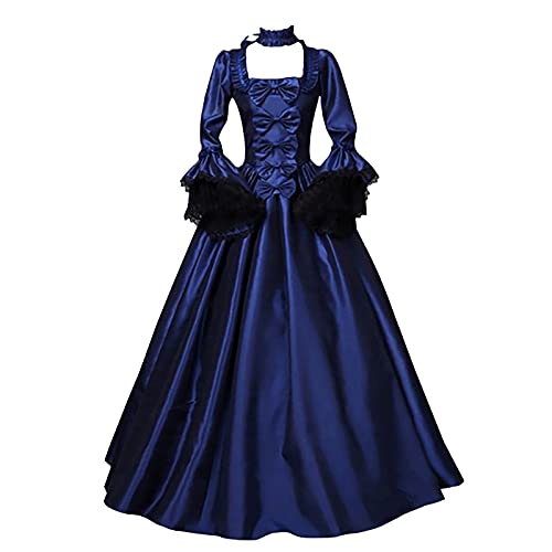 Halloween Kostüm Damen Gothic Kleid Vintage Rokoko Mittelalter Kleid Gothic Weiß/schwarz Mittelalter Kleidung Lang Mittelalter Kostüm Viktorianisches Große Größen Rapunzel Kostüm Barock Karneval von MGSFGlk