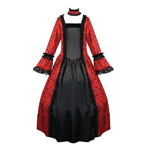 Halloween Kostüm Damen Mittelalter Kleid Elegant Barock Gothic Kleid Bodenlang Weiß/schwarz Renaissance Kleid Viktorianisches Mittelalter Kleidung Gothic Große Größen Rapunzel Kostüm Rokoko Party von MGSFGlk