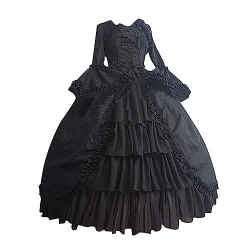 Kostüm Halloween Damen Renaissance Kleid Mittelalterlich Rokoko Mittelalter Kostüm Elegant Weiß/schwarz Mittelalter Kleid Gothic Gothic Kleid Viktorianisches Barock Hexenkostüm Große Größen Karneval von MGSFGlk