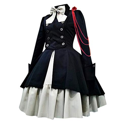 MGSFGlk Halloween Kleid Damen Mittelalter Kleidung Bodenlang Große Größen Renaissance Kleid Elegant Rokoko Mittelalter Kleid Viktorianisches Gothic Kleid Gothic Barock Gothic Kleider (Z1-Black, L) von MGSFGlk