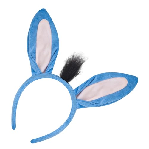 Esel-Ohr-Stirnband, Nase mit Zähnen, Schwanz, Fliege, Rock, Tier-Kostüm, Zubehör für Kinder, Halloween, Geburtstag, Cosplay, einzigartige Eselsohren von MHADBKH