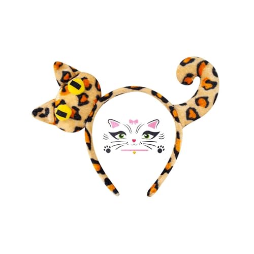 Katzen-Outfit mit Tiermotiv, Kätzchen-Schwanz, Stirnband, Band, Choker, Rock, Gesicht, Aufkleber, Halloween, Tierkostüm für Damen, Mädchen, Cosplay, Party, Kostümzubehör von MHADBKH