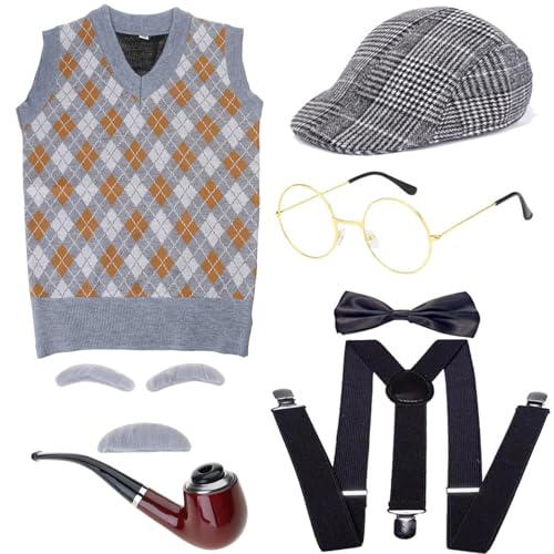 MHADBKH 100. Schultag Großvater Set Halloween Old Man Kostüm Set MHADBKH 100. Schultag Großvater Set Halloween Old Man Kostüm Set von MHADBKH