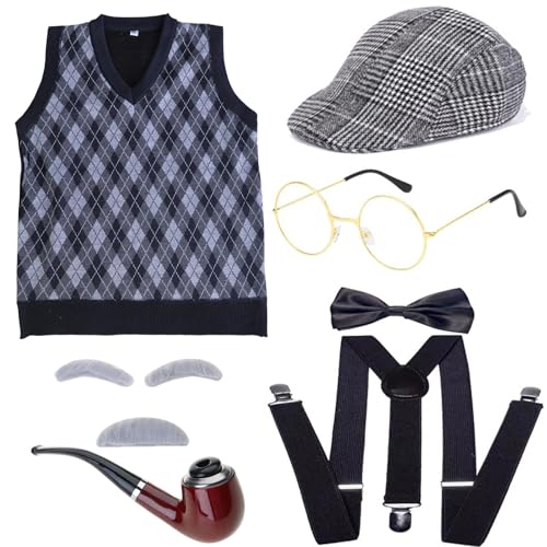 MHADBKH 100. Schultag Großvater Set Halloween Old Man Kostüm Set MHADBKH 100. Schultag Großvater Set Halloween Old Man Kostüm Set von MHADBKH