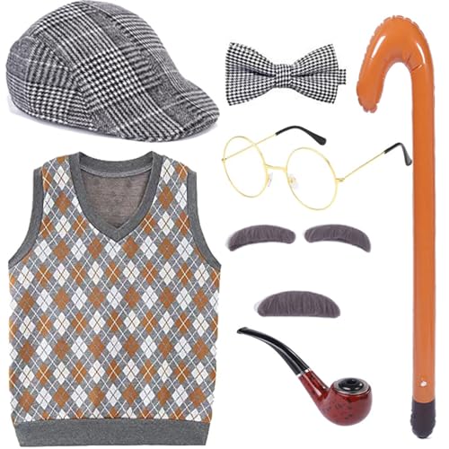 MHADBKH 100. Schultag Großvater Set Halloween Old Man Kostüm Set MHADBKH 100. Schultag Großvater Set Halloween Old Man Kostüm Set von MHADBKH