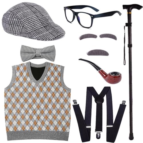 MHADBKH 100. Schultag Großvater Set Halloween Old Man Kostüm Set MHADBKH 100. Schultag Großvater Set Halloween Old Man Kostüm Set von MHADBKH