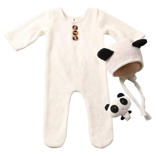 MHADBKH 3pcs/Set Neugeborene Outfit Bequemer Strickrauch Mit Passenden Und Spielzeugfotografie Requisiten Für Säuglinge 0 Bis 1 Monat von MHADBKH