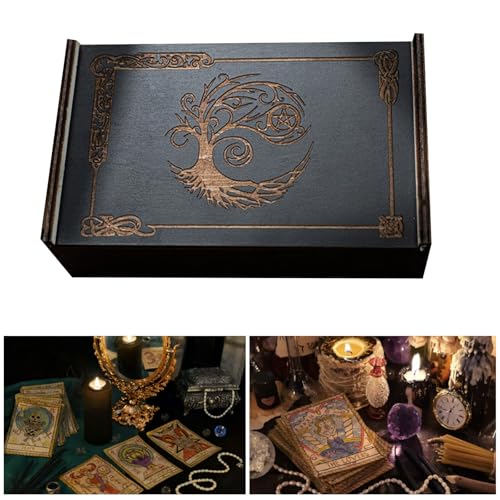 MHADBKH Astrologys Wahrsagung Aufbewahrung Hülle Push Pull Card Container Holz Tarot Kartenlagerung Tragbarer Tarotkarten Box von MHADBKH